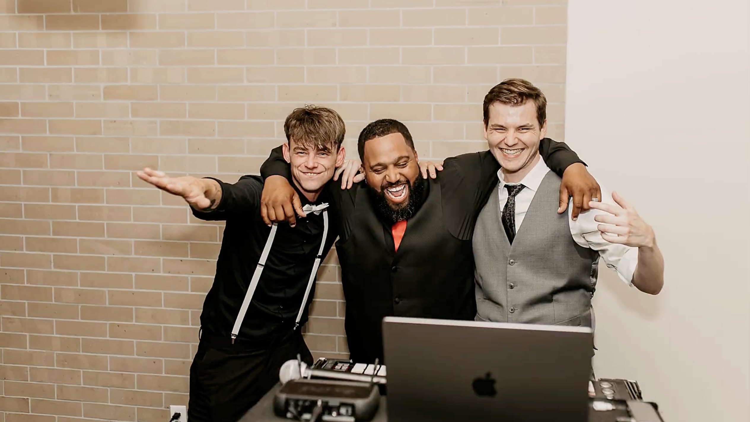 The BB Events team behind the DJ booth, Austin Blackwell in the middle, mid-set and all smiles.